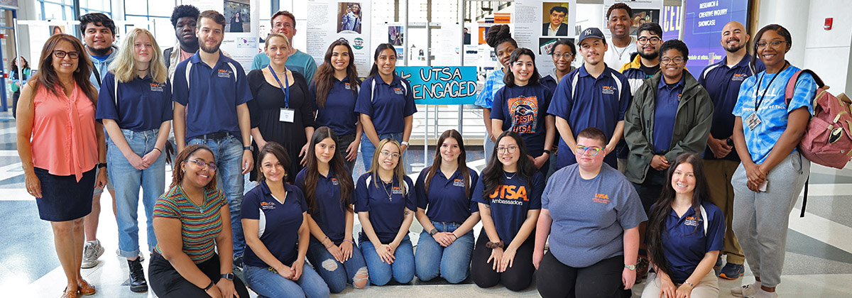 Group of students and staff in the student union