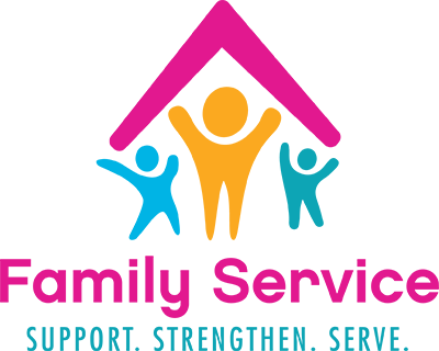 Family Service Logo with text Support, Strength, and Serve
